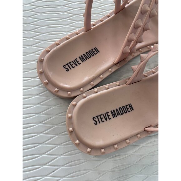 Steve Madden Skyler J Sandals Size 8 Slip On Studded Slides Light Pink Strappy - Picture 3 of 8